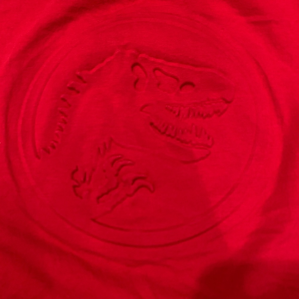 Red Jurassic lark shirt size large kids